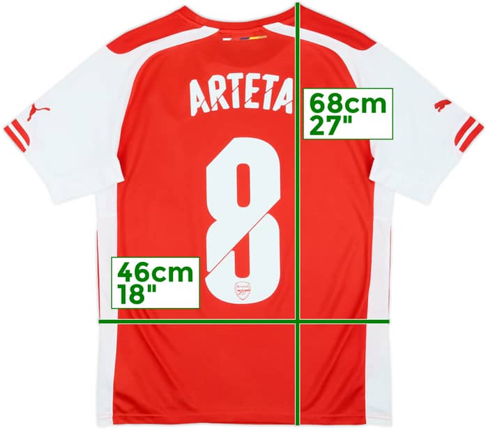 2014-15 Arsenal Home Shirt Arteta #8 - 9/10 - (S)