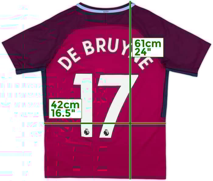 2017-18 Manchester City Away Shirt De Bruyne #17 - 8/10 - (L.Boys)