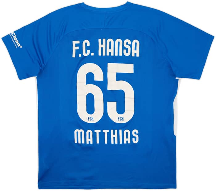 2019-20 Hansa Rostock Home Shirt Mathias #65 - 6/10 - (XL)