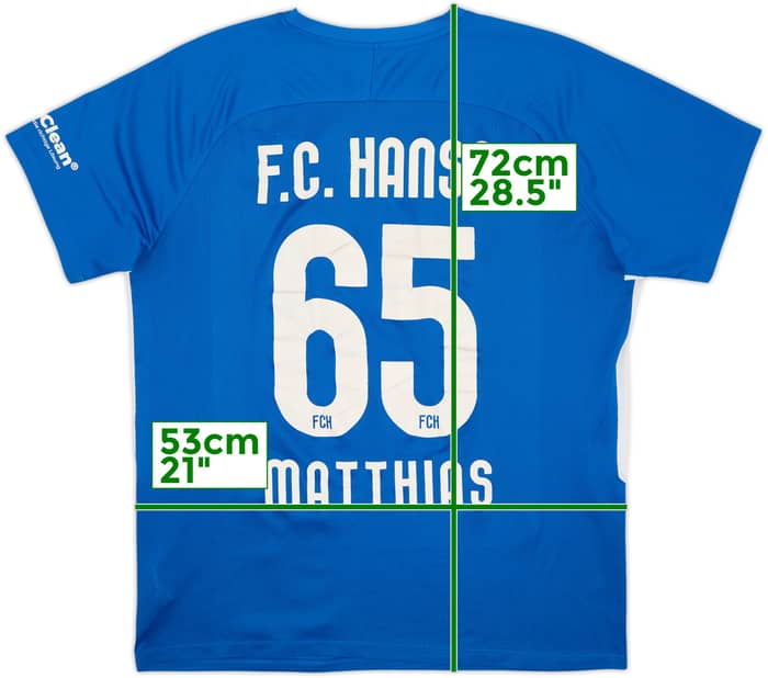 2019-20 Hansa Rostock Home Shirt Mathias #65 - 6/10 - (XL)