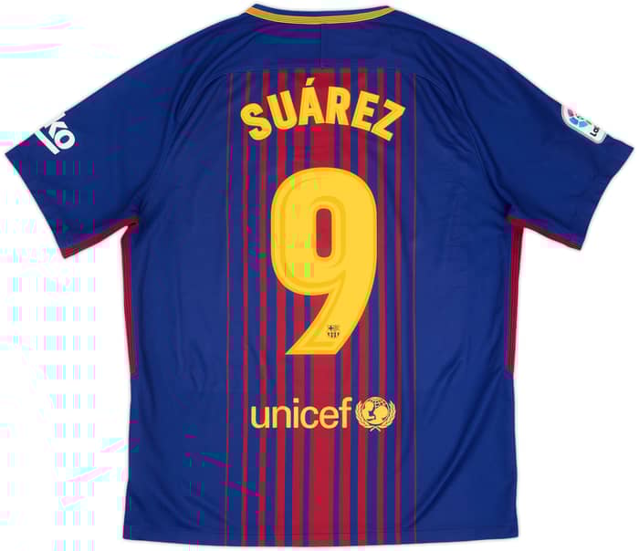 2017-18 Barcelona Home Shirt Suarez #9 - 7/10 - (L)