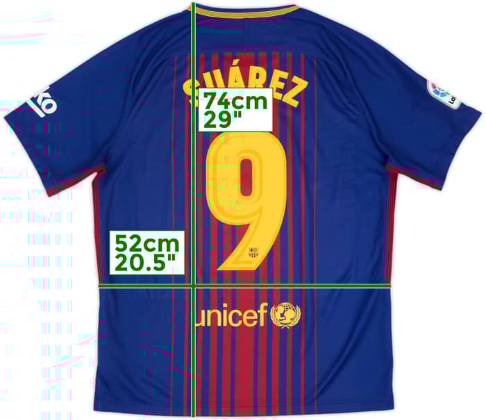 2017-18 Barcelona Home Shirt Suarez #9 - 7/10 - (L)