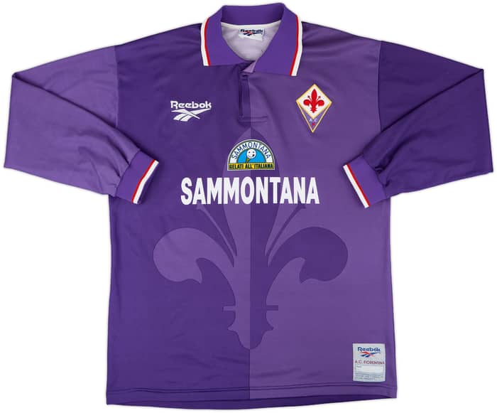 1995-96 Fiorentina Home L/S Shirt Schwarz #7 - 8/10 - (L)