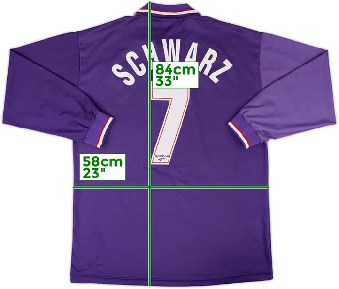 1995-96 Fiorentina Home L/S Shirt Schwarz #7 - 8/10 - (L)