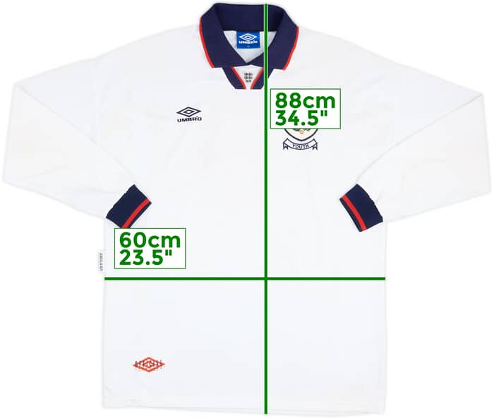 1993-94 England Youth Match Issue Home L/S Shirt #3