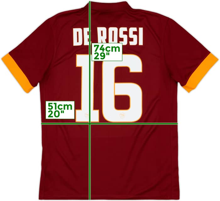 2014-15 Roma Home Shirt De Rossi #16 - 8/10 - (M)