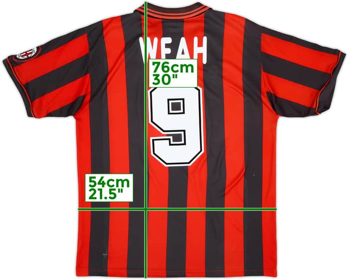 1995-96 AC Milan Home Shirt Weah #9 - 9/10 - (L)