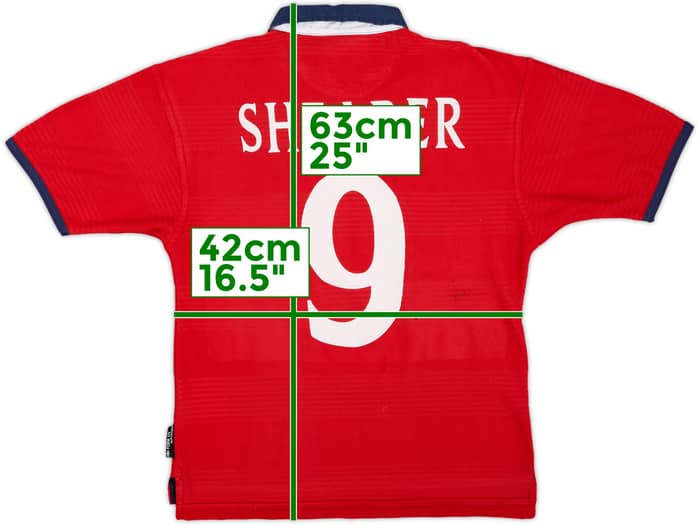 Camiseta de visitante de Inglaterra 1999-01 Shearer #9 - 4/10 - (Niños L)