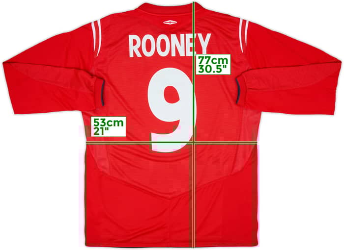 2004-06 England Away L/S Shirt Rooney #9 - 9/10 - (L)