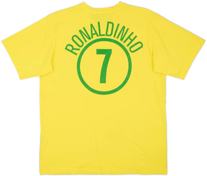 2004-06 Brazil Nike Cotton Tee Ronaldinho #7 - 9/10 - (L)