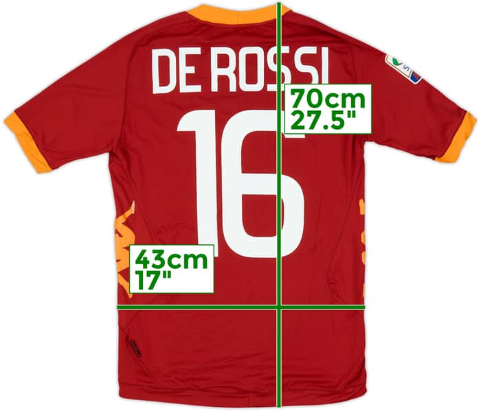 2011-12 Roma Home Shirt De Rossi #16 - 8/10 - (S)