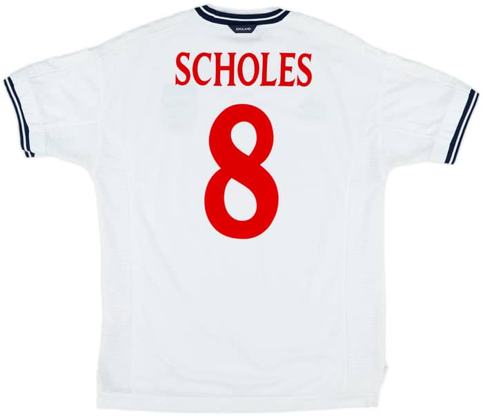 1999-01 England Home Shirt Scholes #8 - 6/10 - (L)
