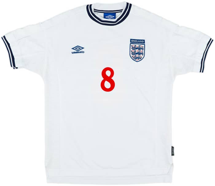 1999-01 England Home Shirt Scholes #8 - 6/10 - (L)
