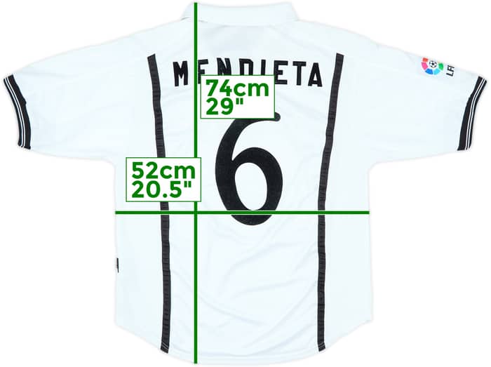2000-01 Valencia Home Shirt Mendieta #6 - 7/10 - (L)