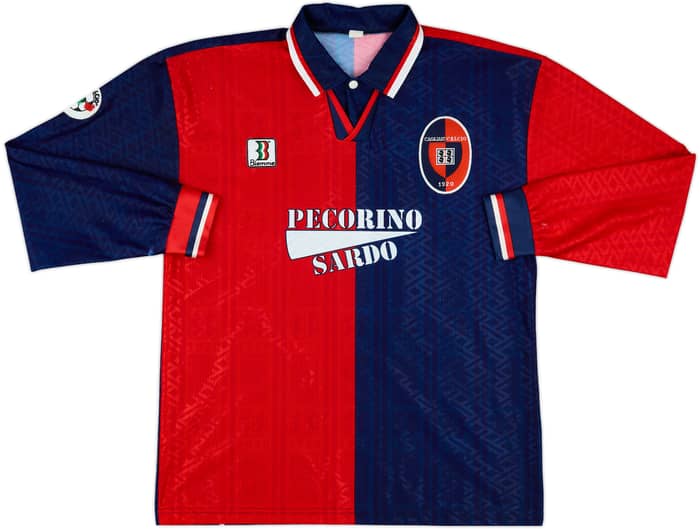 1998-99 Cagliari Match Issue Home L/S Shirt Zebina #15