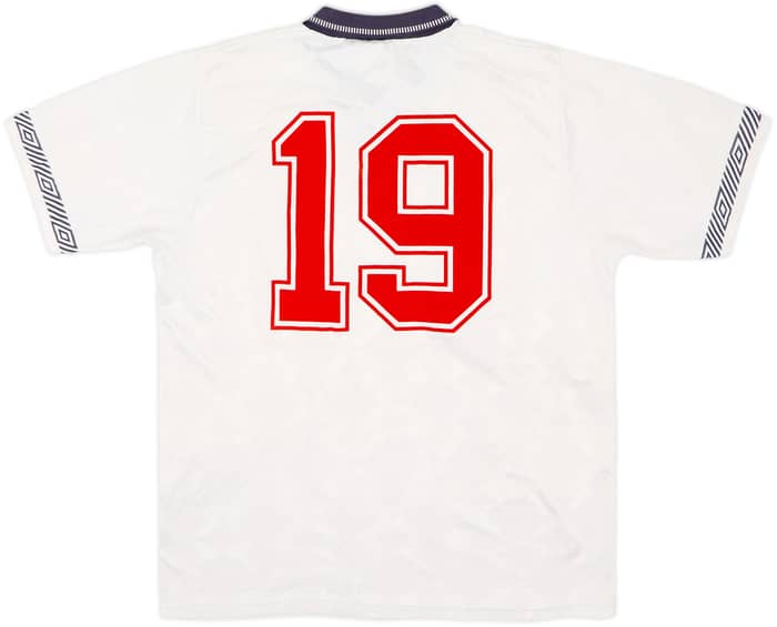 1990-92 England Home Shirt #19 - 7/10 - (M)