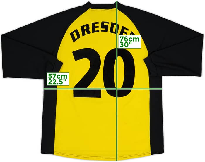 Camiseta de local de manga larga del Dynamo Dresden 2001-02 de utilería firmada #20