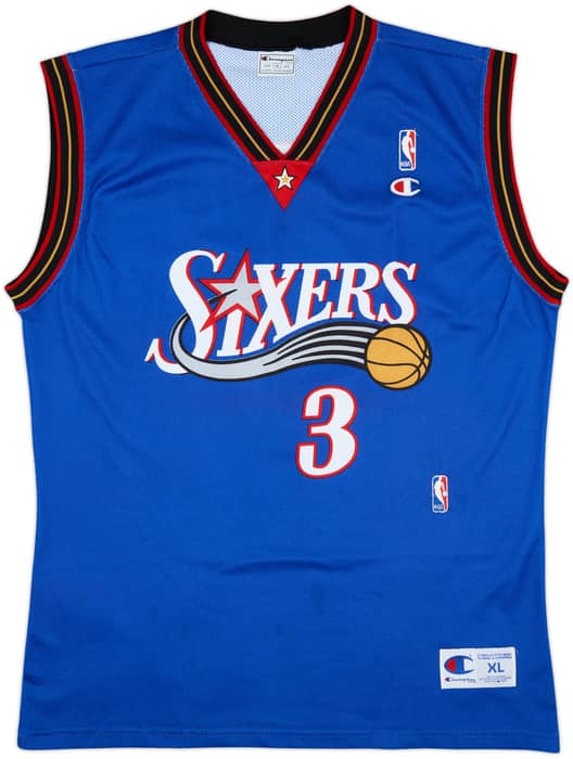1999-00 Philadelphia 76ers Iverson #3 Champion Alternate Jersey - 6/10 - (XL)