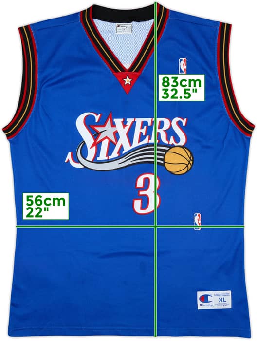 1999-00 Philadelphia 76ers Iverson #3 Champion Alternate Jersey - 6/10 - (XL)