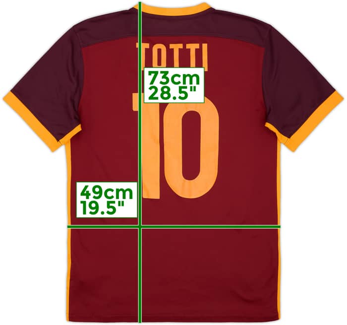 2015-16 Roma Home Shirt Totti #10 - 7/10 - (M)