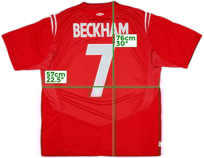 2004-06 England Away Shirt Beckham #7 - 8/10 - (XL)