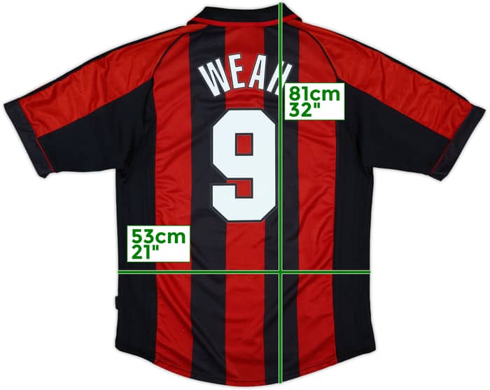 1998-00 AC Milan Home Shirt Weah #9 - 9/10 - (L)