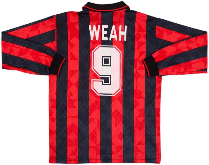 1995-96 AC Milan Home L/S Shirt Weah #9 - 8/10 - (L)