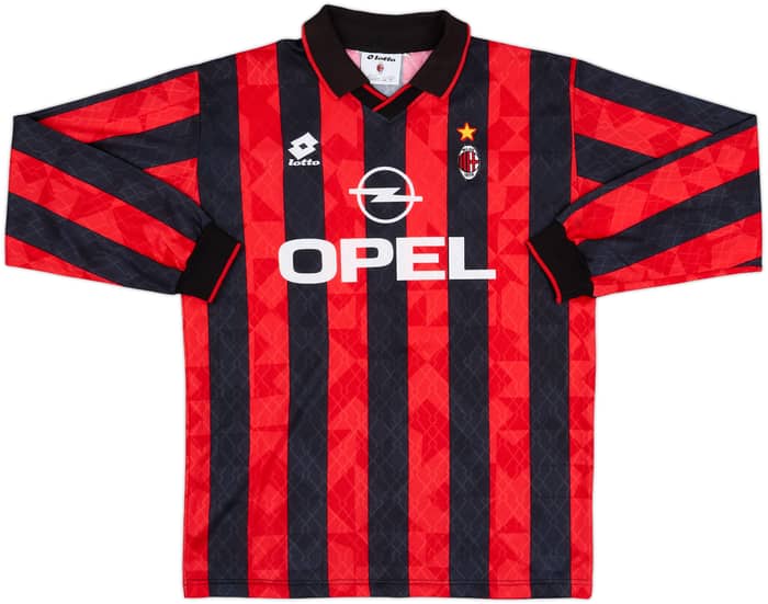 1995-96 AC Milan Home L/S Shirt Weah #9 - 8/10 - (L)