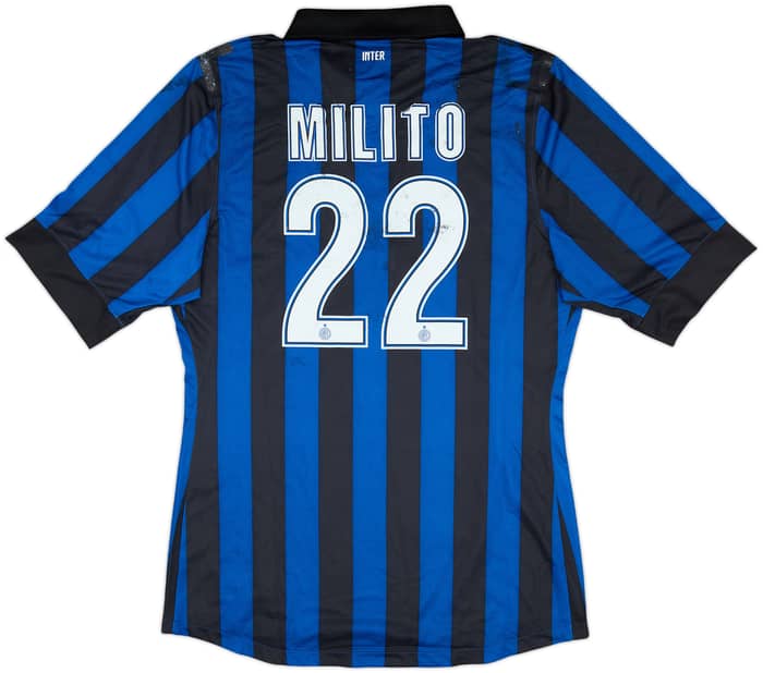 2011-12 Inter Milan Player Issue Home Shirt Milito #22 - 4/10 - (M)
