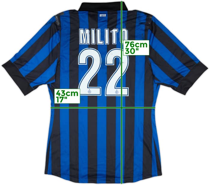 2011-12 Inter Milan Player Issue Home Shirt Milito #22 - 4/10 - (M)
