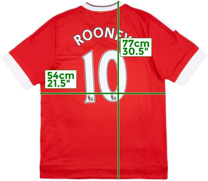 2015-16 Manchester United Home Shirt Rooney #10 - 8/10 - (L)