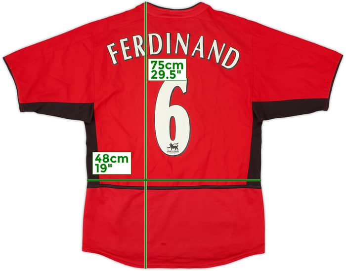 2002-04 Manchester United Home Shirt Ferdinand #6 - 8/10 - (S)