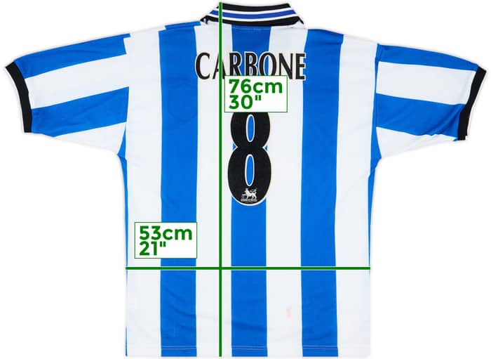 1997-99 Sheffield Wednesday Home Shirt Carbone #8 - 8/10 - (L)
