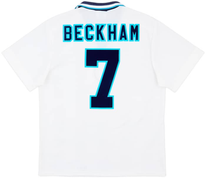 1995-97 England Home Shirt Beckham #7 - 8/10 - (L)