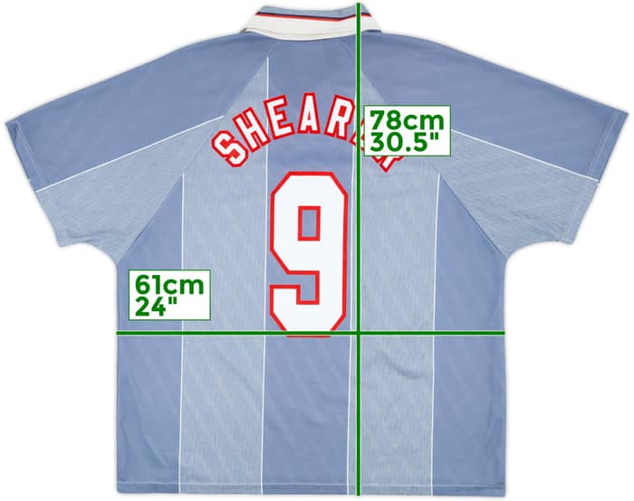 1996-97 England Away Shirt Shearer #9 - 8/10 - (XXL)