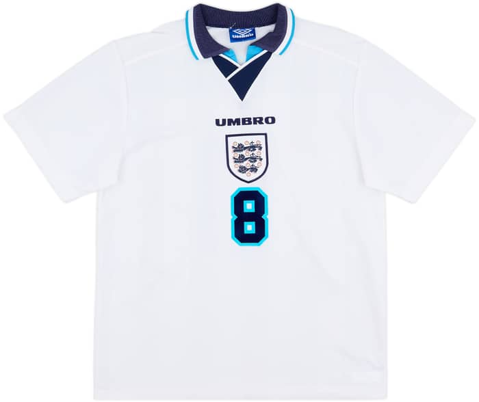 1995-97 England Home Shirt Gascoigne #8 - 9/10 - (L)