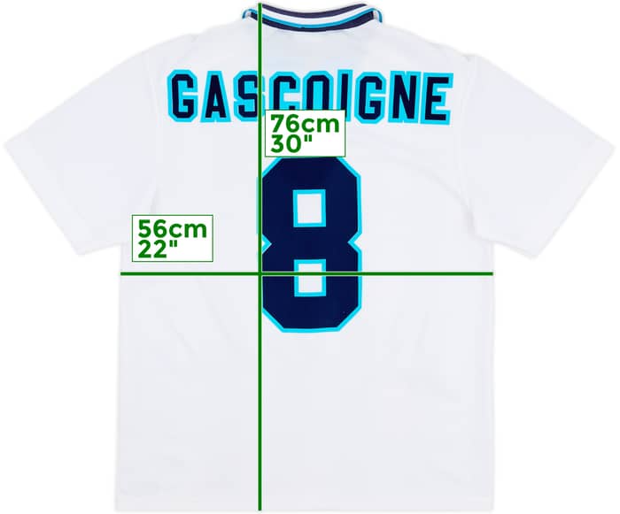 1995-97 England Home Shirt Gascoigne #8 - 9/10 - (L)