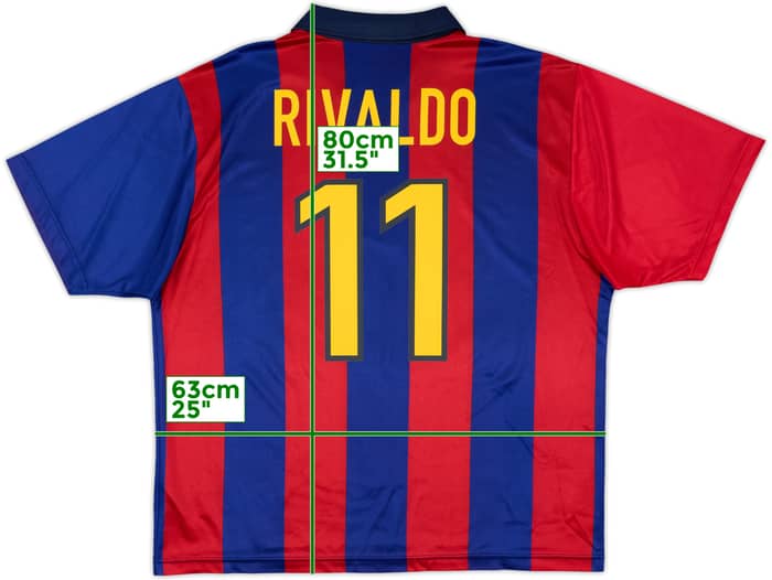 1998-00 Barcelona Basic Home Shirt Rivaldo #11 - 8/10 - (L)