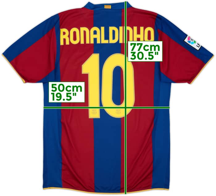 2007-08 Barcelona Home Shirt Ronaldinho #10 - 8/10 - (M)