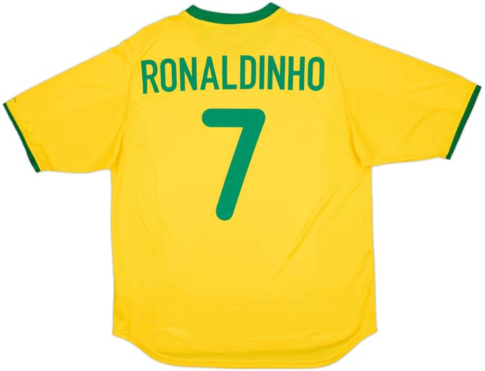 2000-02 Brazil Home Shirt Ronaldinho #7 - 7/10 - (L)