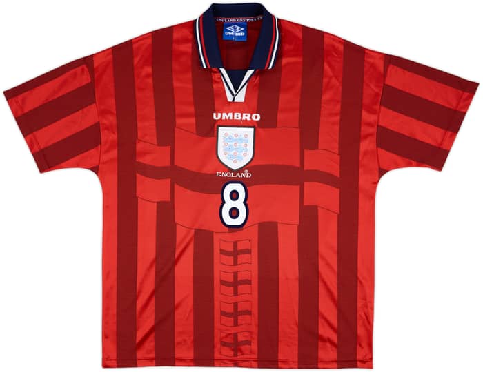 1997-99 England Away Shirt Gascoigne #8 - 8/10 - (XL)