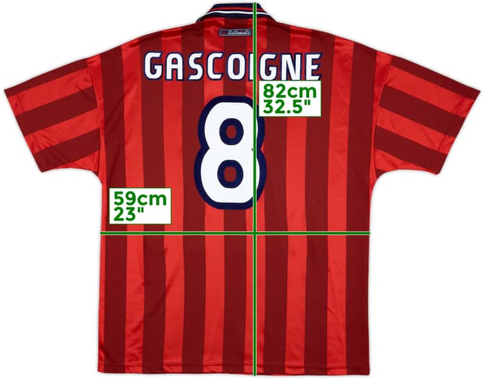 1997-99 England Away Shirt Gascoigne #8 - 8/10 - (XL)