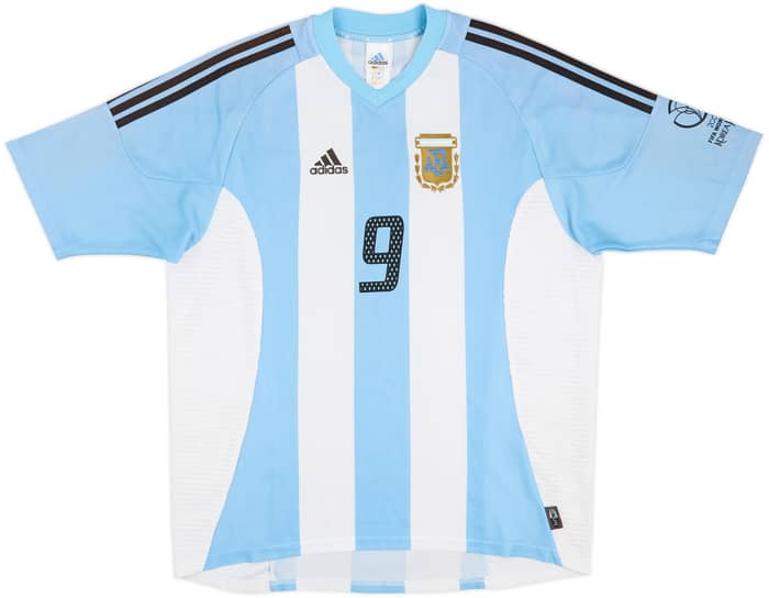 2002-04 Argentina Home Shirt Batistuta #9 - 6/10 - (L)