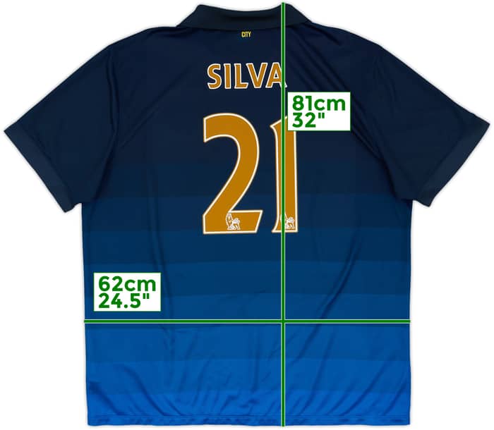 2014-15 Manchester City Away Shirt Silva #21 - 7/10 - (XXL)