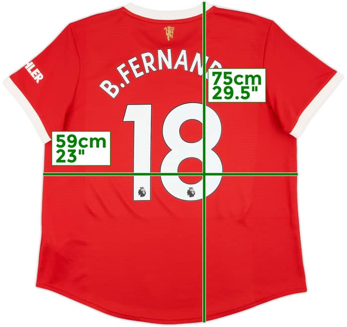 2021-22 Manchester United Home Shirt B.Fernandes #18 - 7/10 - (Women's XXL)