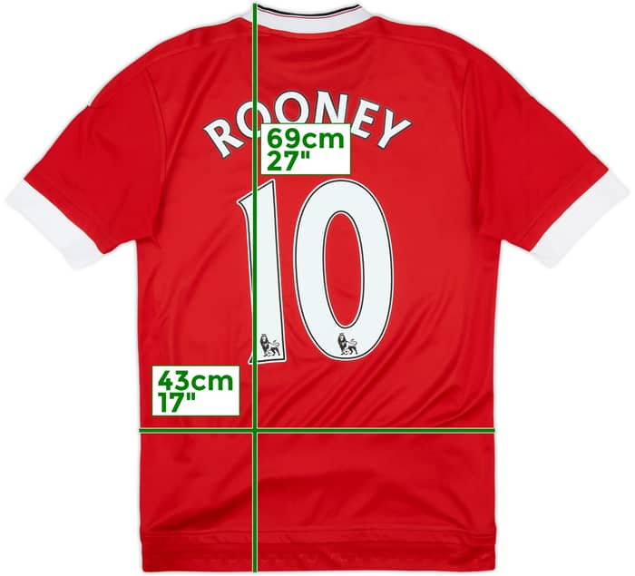 2015-16 Manchester United Home Shirt Rooney #10 - 6/10 - (XS)