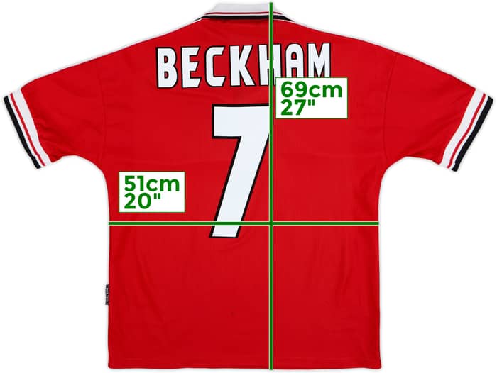 1998-00 Manchester United Home Shirt Beckham #7 - 7/10 - (Y)