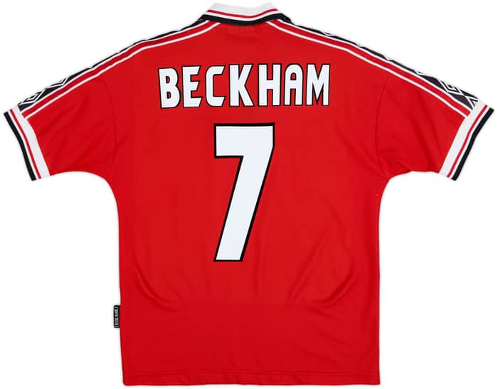 1998-00 Manchester United Home Shirt Beckham #7 - 8/10 - (Y)