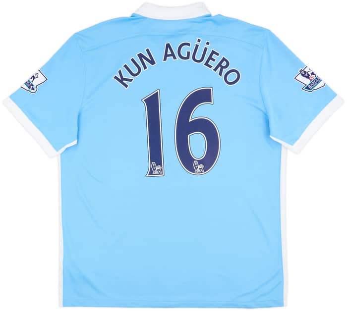 2015-16 Manchester City Home Shirt Kun Aguero #10 - 8/10 - (XL)