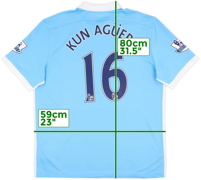 2015-16 Manchester City Home Shirt Kun Aguero #10 - 8/10 - (XL)